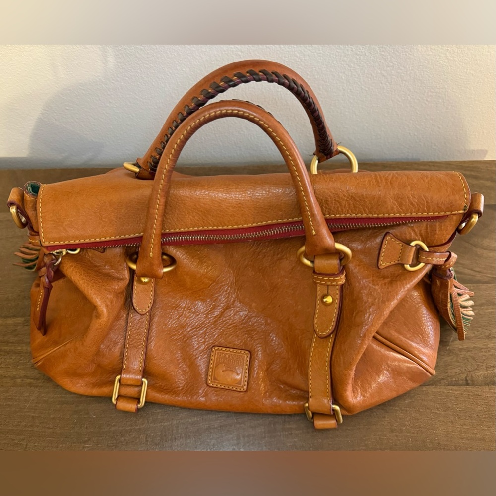 Dooney & Bourke Tan Leather Satchel with Braided Handle